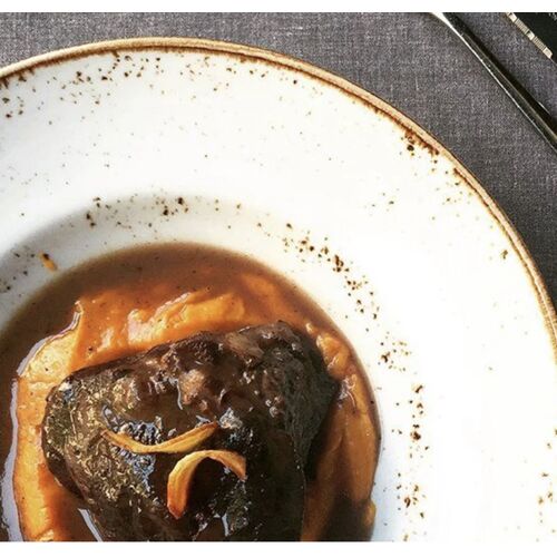 Carrillera de cerdo con puré de calabaza (250gr.)